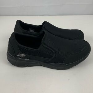 Skechers black mens slip on sneakers